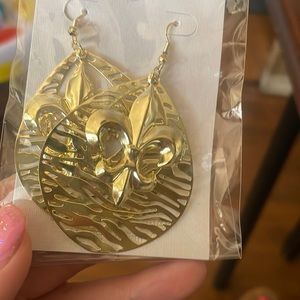 Gold saint earrings